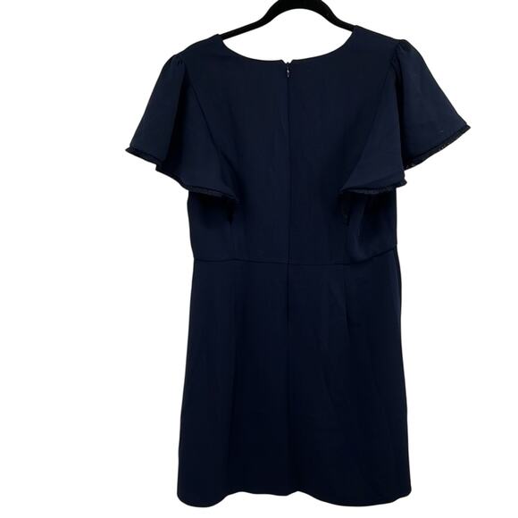Loft Navy Blue Fringe Flutter Sheath Dress Size 10 - Picture 5 of 10